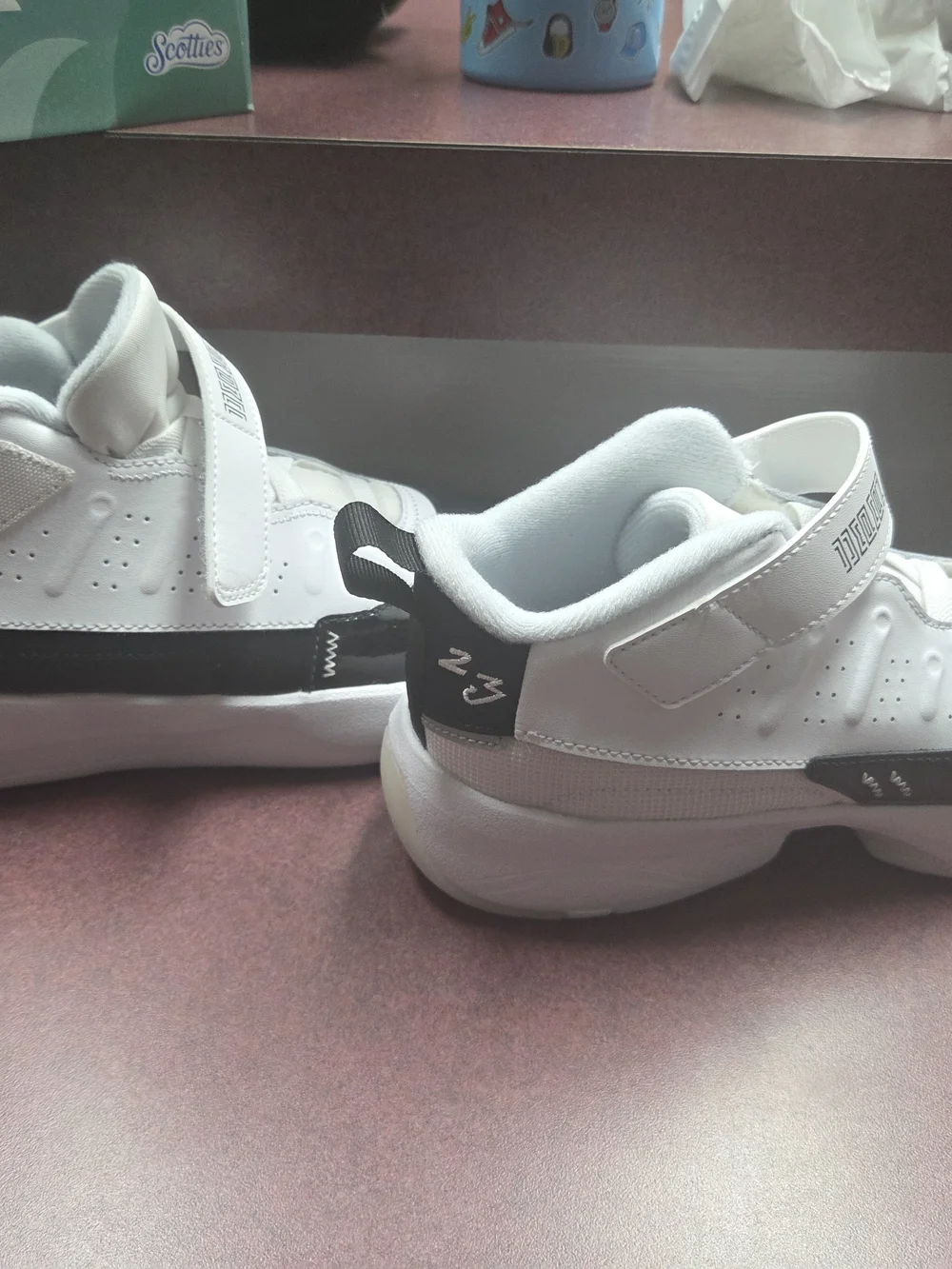 Jordan Kids White and Black Low-Top Sneakers with Velcro Strap